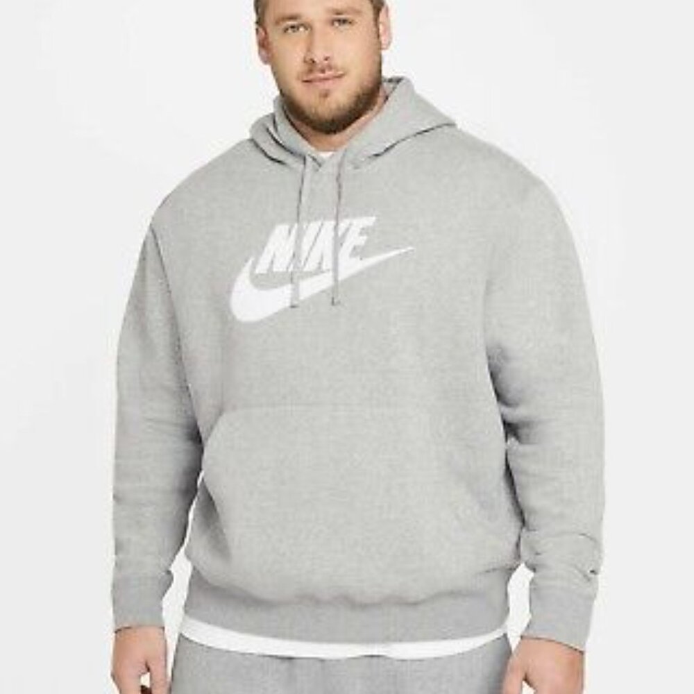 Nike Men's Gray Sportswear Club‎ Fleece Pullover Graphic Hoodie Size XL